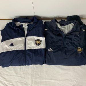 Pair of 2 Adidas Notre Dame Pullover Mens Extra Large Long Sleeve Windbreakers